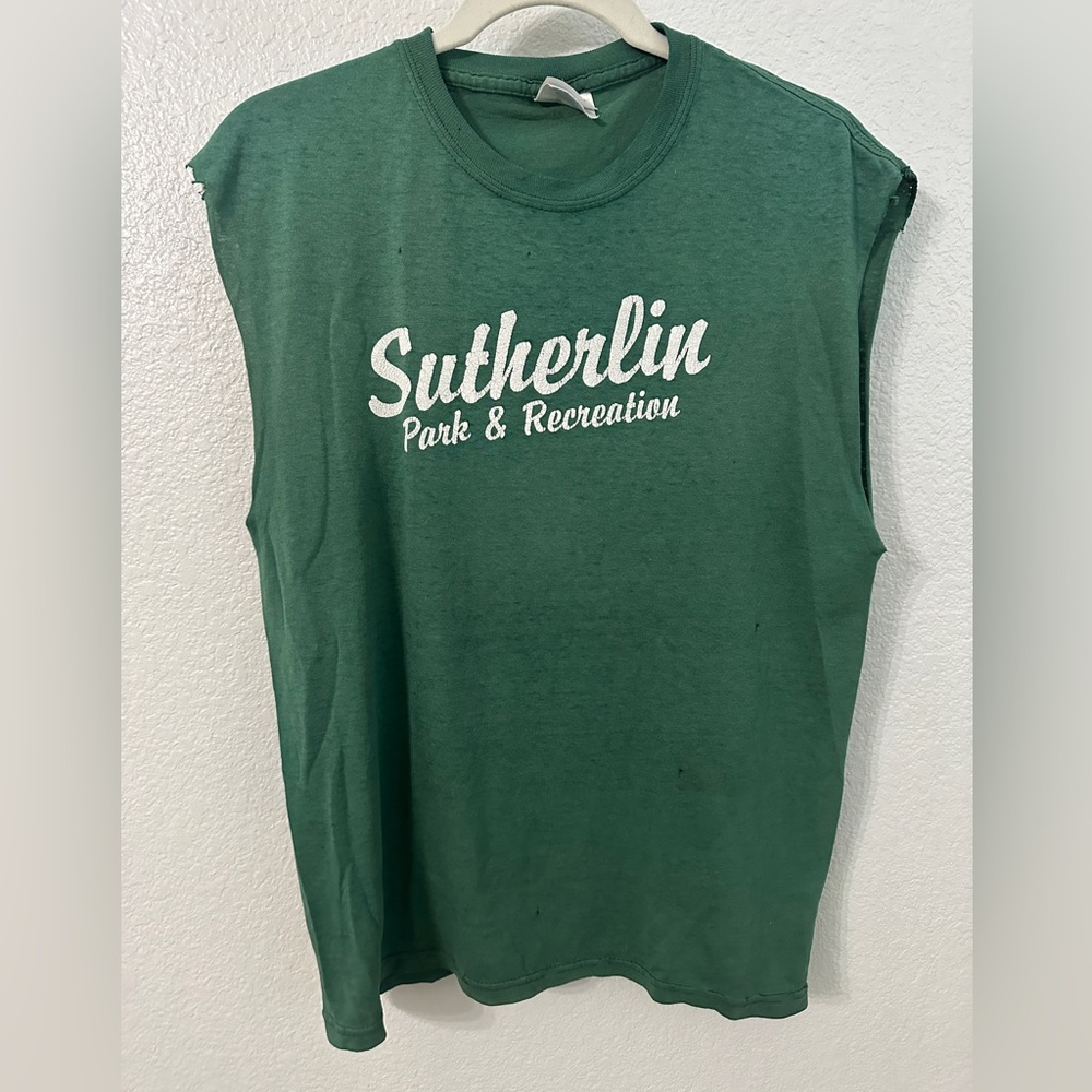 Vintage t shirt paper thin green top sleeveless muscle tee